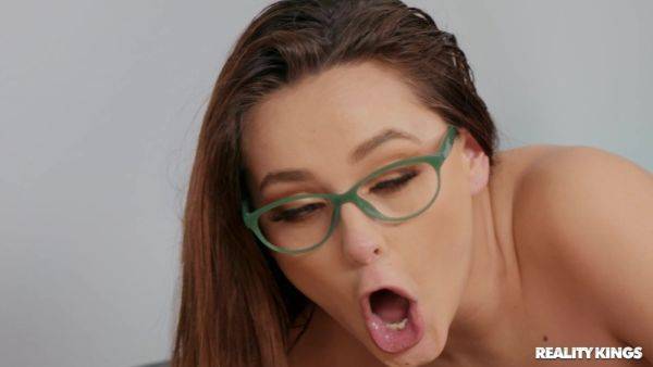 Doggystyle and UnderCOVER Blowjob by brunette nerd in eyeglasses Aften Opal - xhand.com - Usa on gratiscinema.com