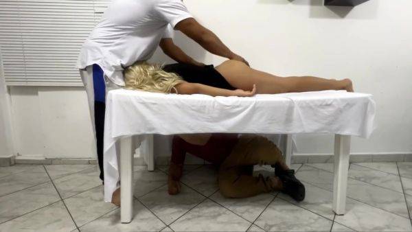 Husband Hides Under The Table To See What The Masseuse Was Doing To His Beautiful Wife Ntr - hotmovs.com - Usa on gratiscinema.com