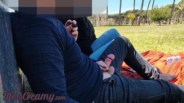 French Teacher Handjob Amateur On Public Park To Student With Cumshot With Miss Creamy - videomanysex.com - France on gratiscinema.com