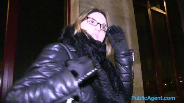 Naughty French tourist with glasses gets fucked in public stairwell for cash - sexu.com on gratiscinema.com