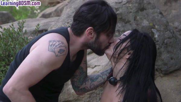 Submissive BDSM tattooed babe throat fucked outdoor - hotmovs.com on gratiscinema.com