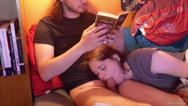 My boyfriend loves to read a book while I keep his cock in my mouth. - anysex.com on gratiscinema.com