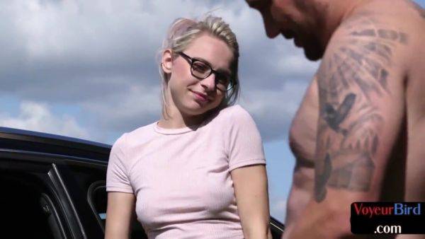 21yo voyeur GF teases her BF who jerks cock outdoor by car - txxx.com on gratiscinema.com