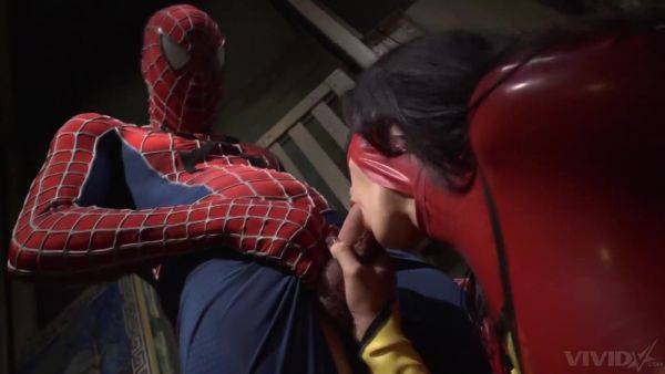 Spider man rams gorgeous brunette super hero and floods her tits - xbabe.com on gratiscinema.com