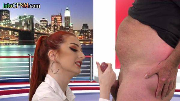 CFNM redhead British babe sucks cock in live TV show - hotmovs.com - Britain on gratiscinema.com