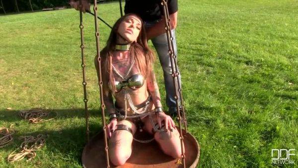 Lauren - Outdoor Brunette with Tattoo in BDSM Play - veryfreeporn.com on gratiscinema.com