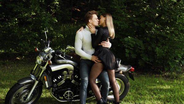 Luxury blonde has fantastic outdoor sex on motorbike - anysex.com on gratiscinema.com