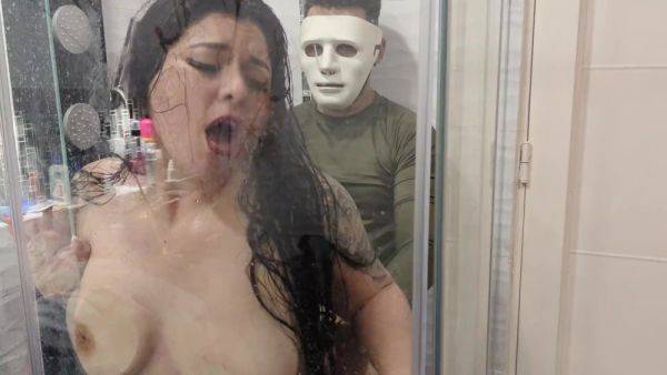 Sneaky masked stranger pounds eager latina in shower - anysex.com on gratiscinema.com