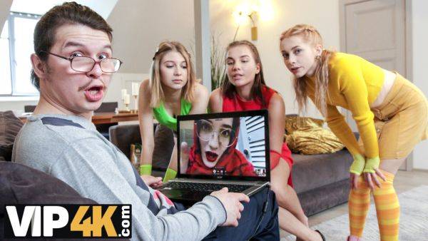 DYKE4K. While man is busy gorgeous ladies in colorful lingerie lick each others clits - txxx.com - Russia on gratiscinema.com