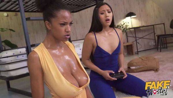 Asian Teen May & Ebony Babe Tina: Intense Gaming Leads to Sweaty Threesome - xxxfiles.com on gratiscinema.com