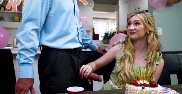 Blonde girl tries boyfriend's dad for loud sex during birthday party - xbabe.com on gratiscinema.com